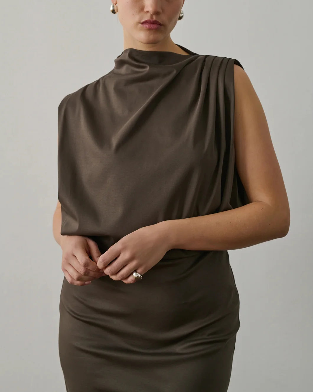 soeur Gemma Dress brown taupe detail