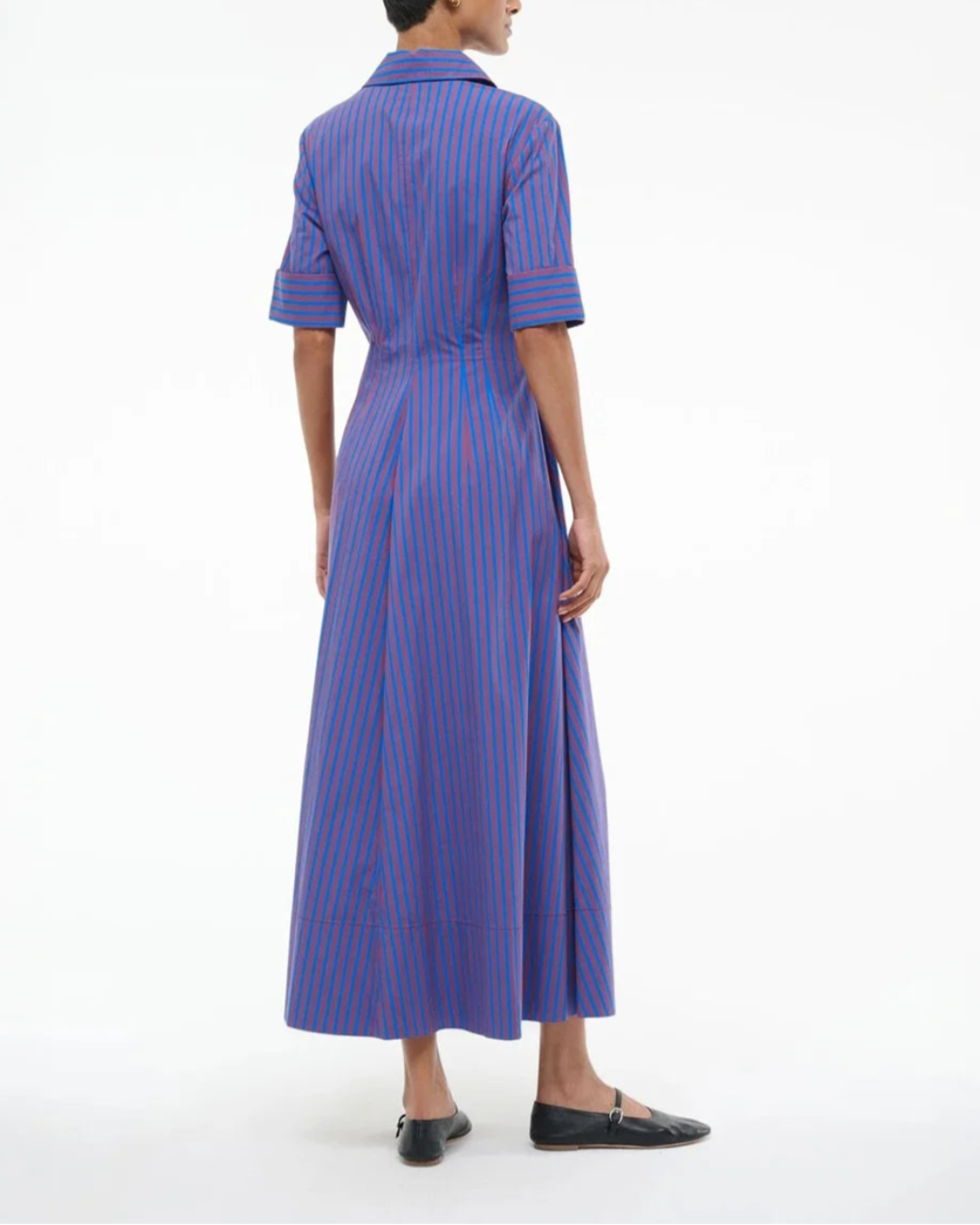 staud joan dress atlas stripe blue back