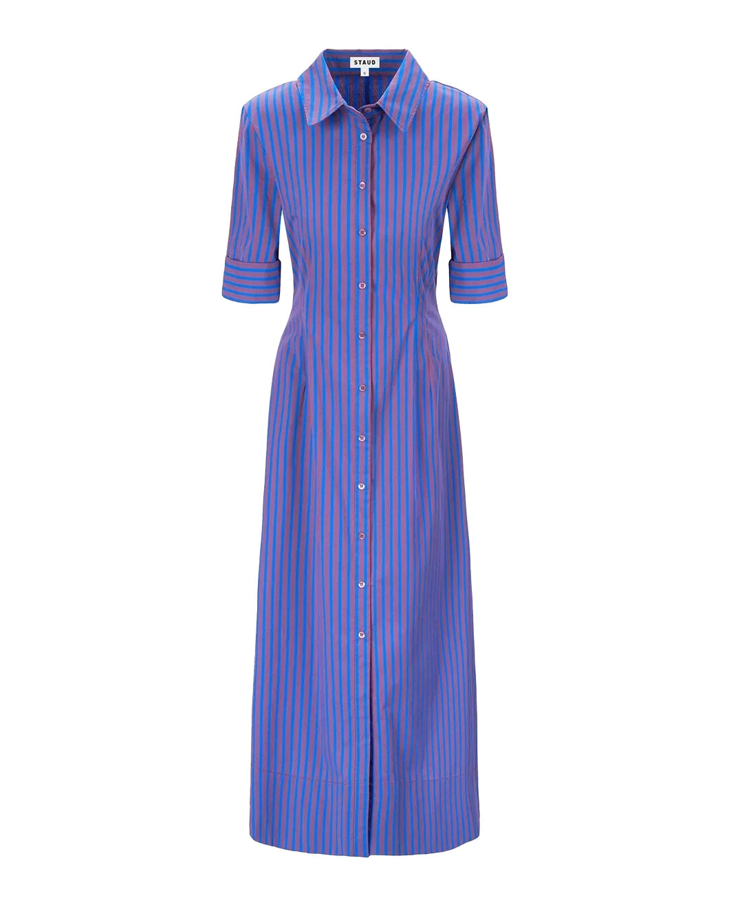 staud joan dress atlas stripe blue