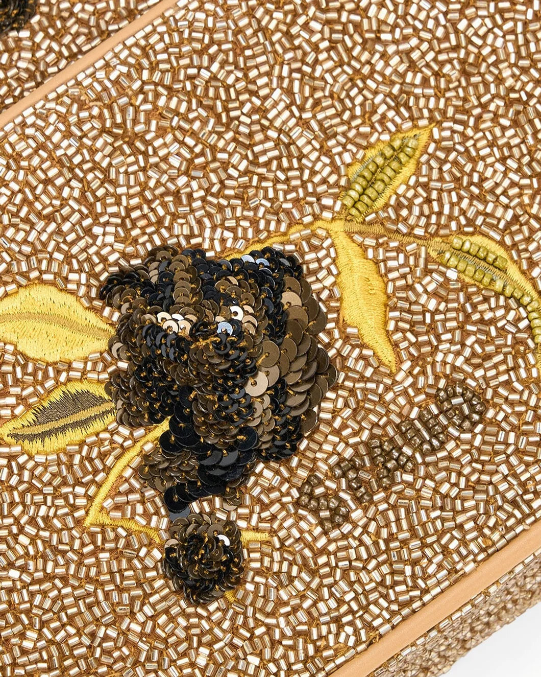 tommy gold vintage floral beaded handbag by staud sequin detail