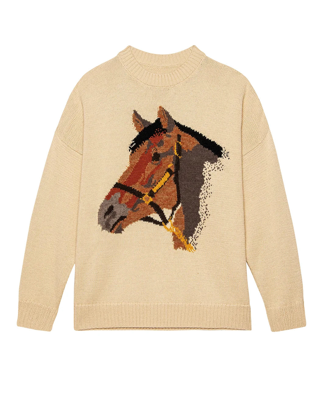 natural tone horse print pullover sweater from the great