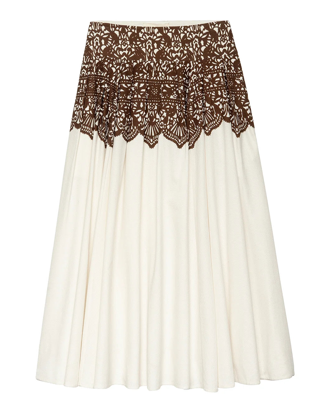 Regency Skirt in cream with brown western lace print from the great