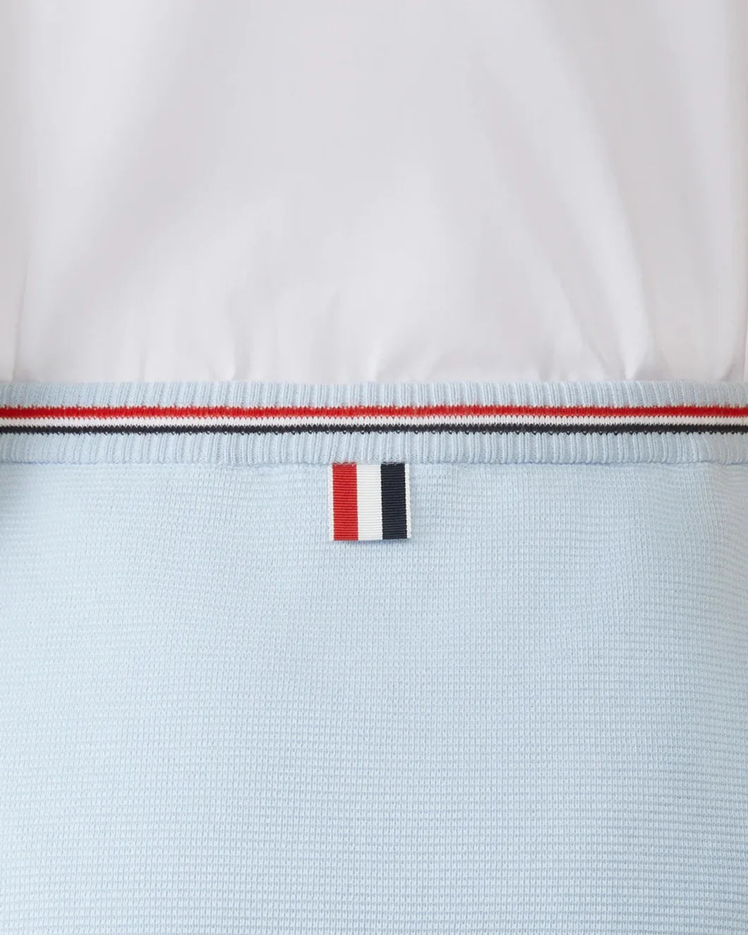thom browne Cotton Waffle Mini Wrap Skirt light blue back detail