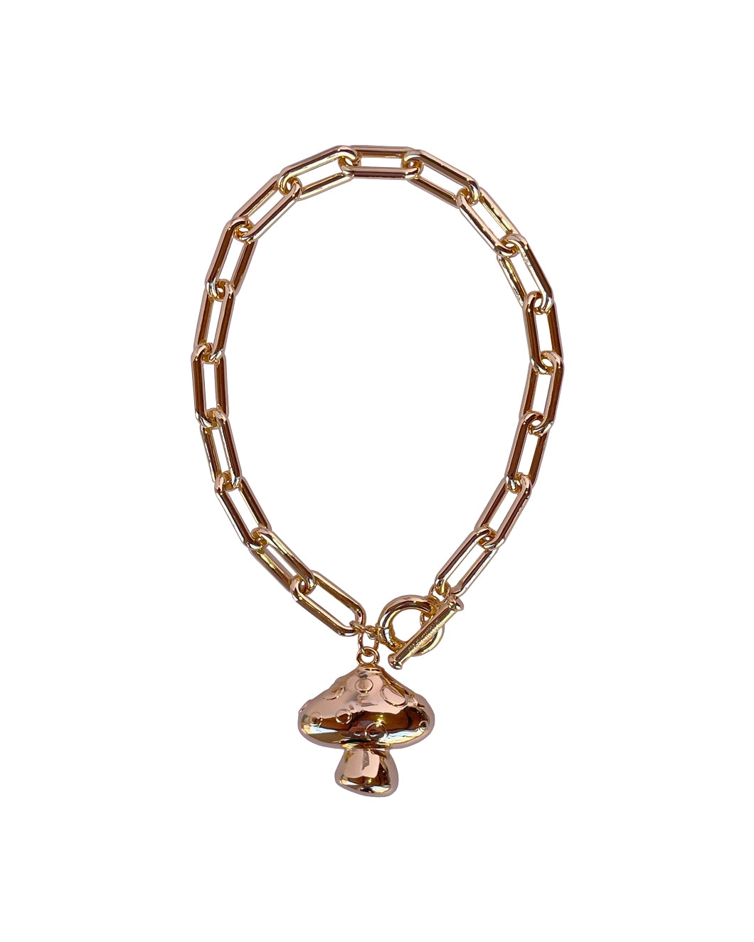 timeless pearly Gold Chain With Mushroom Charm