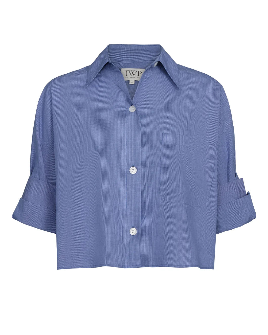 twp next ex shirt in white and navy blue micro check