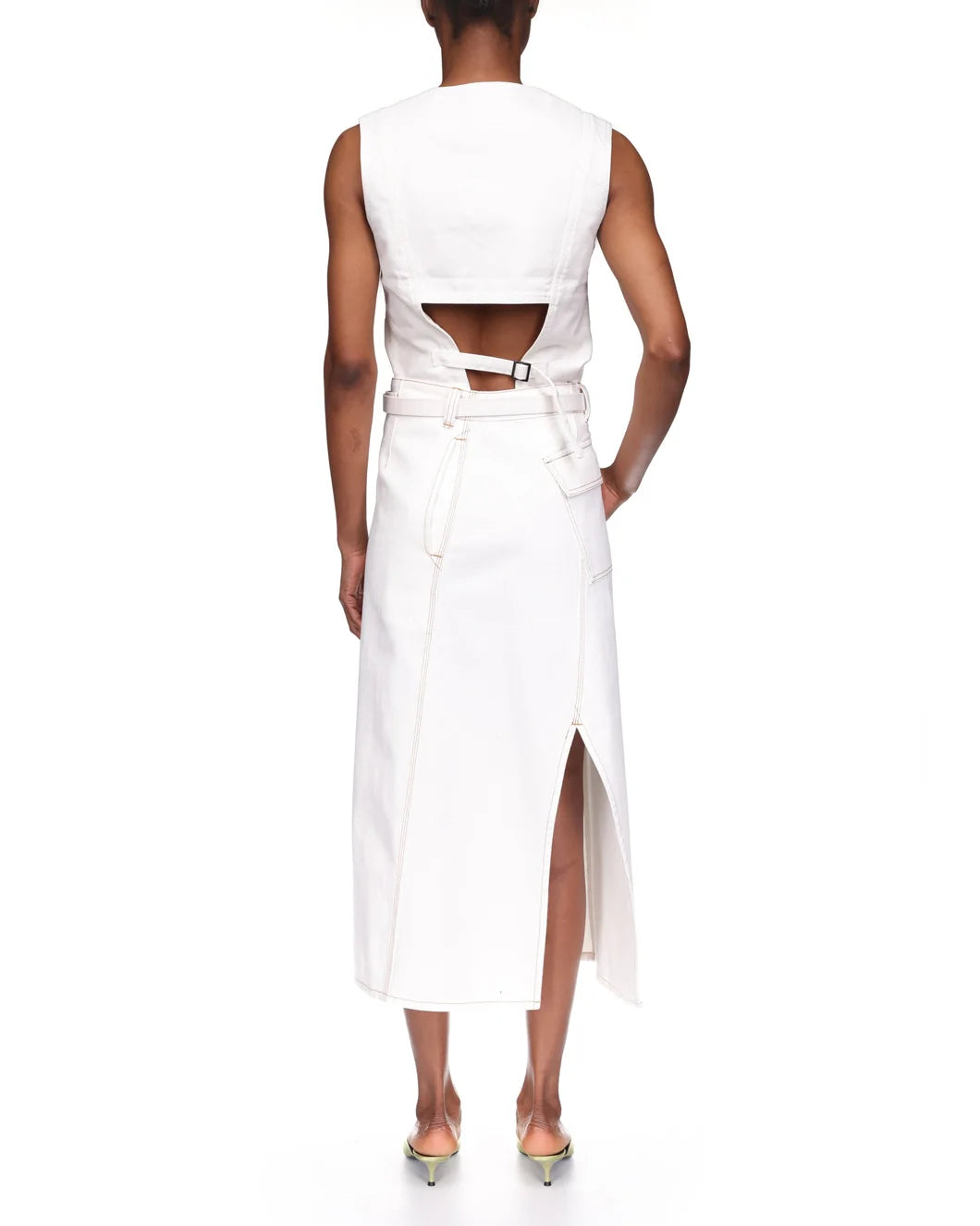 victoria beckham Asymmetric Utility Skirt washed white back