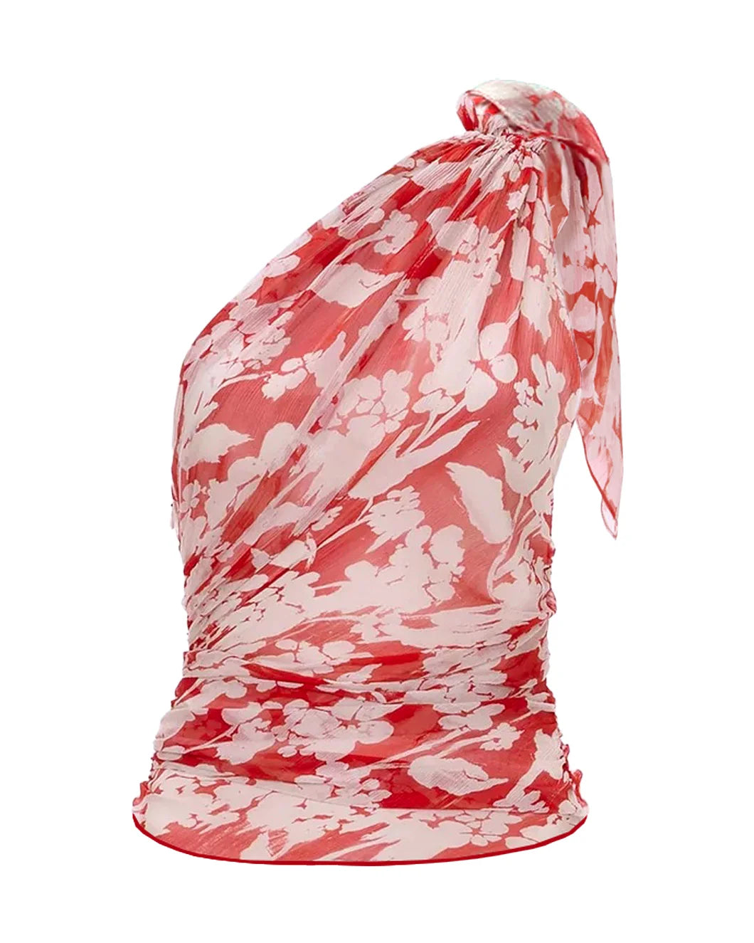 victoria beckham Asymmetric One Shoulder Draped Top chili blush