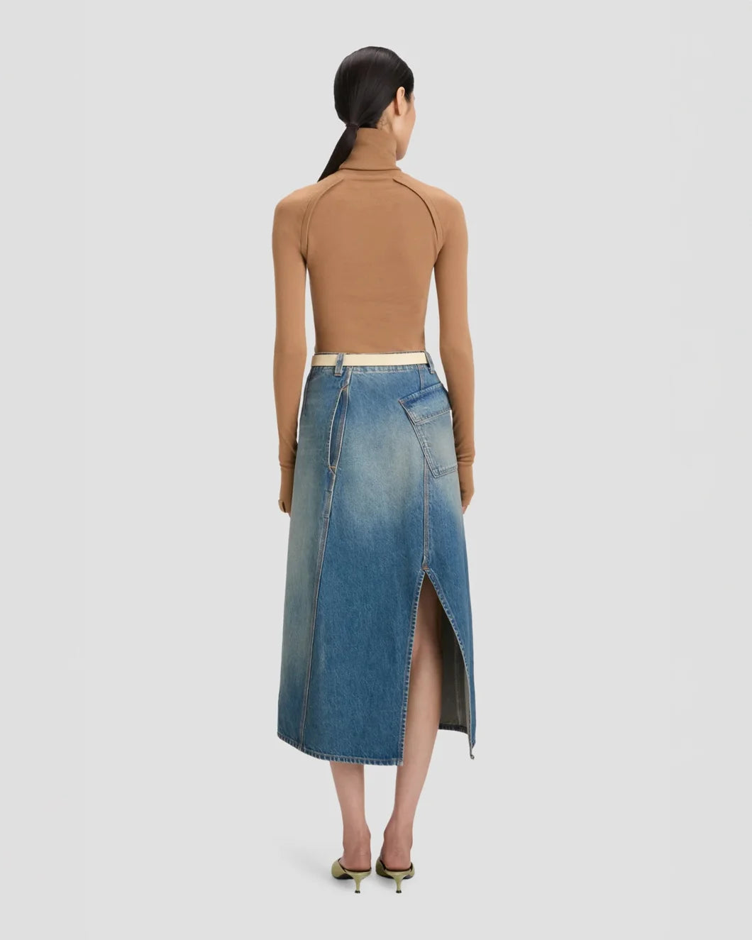 victoria beckham Asymmetric Utility Skirt Washed Blue back