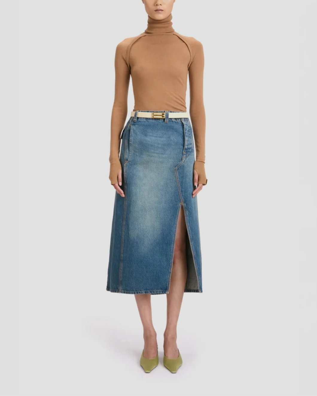 victoria beckham Asymmetric Utility Skirt Washed Blue front