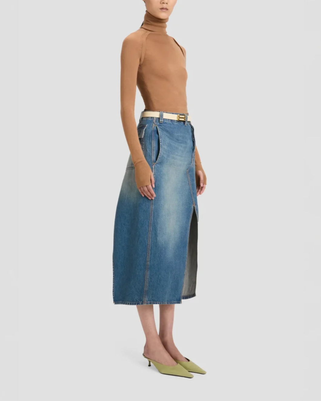 victoria beckham Asymmetric Utility Skirt Washed Blue side