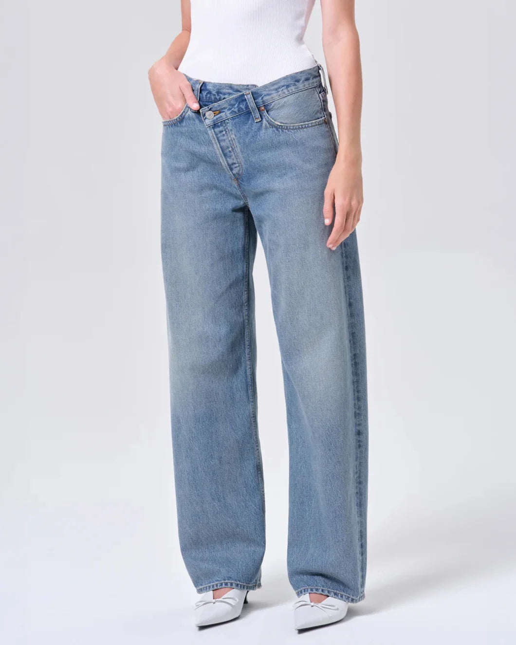 AGOLDE Arc criss cross jean in conclusion on figure front 1