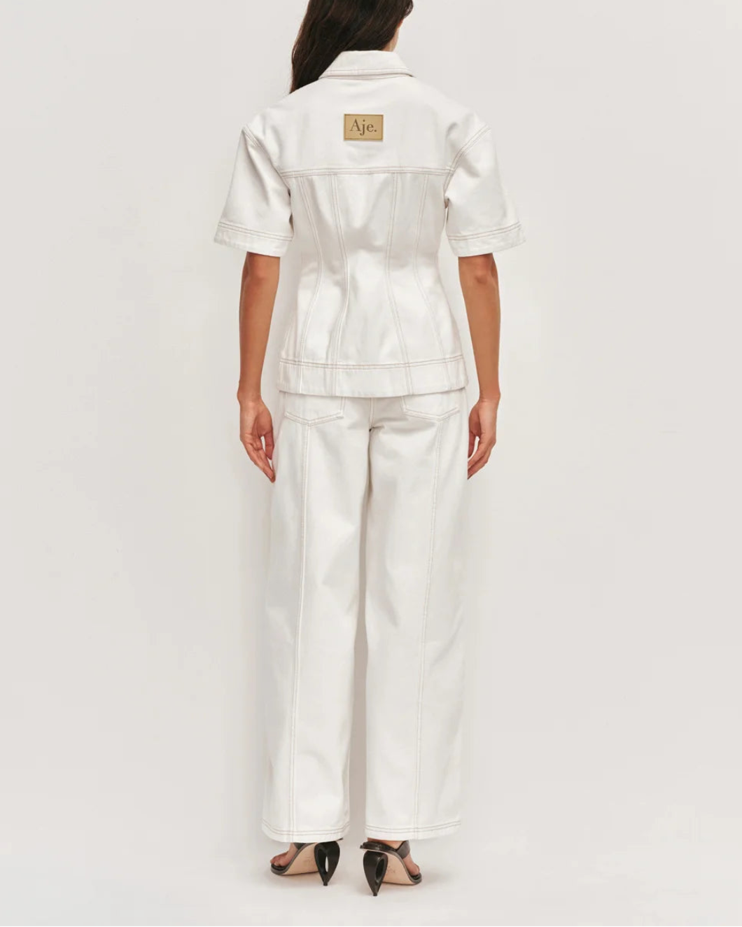 AJE Liliana Denim Shirt ivory on figure back