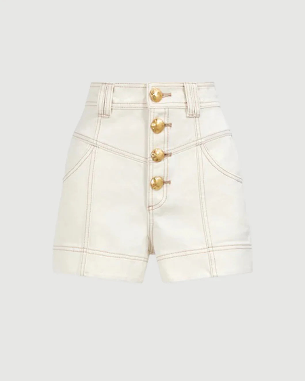AJE Liliana Denim Short ivory isolated