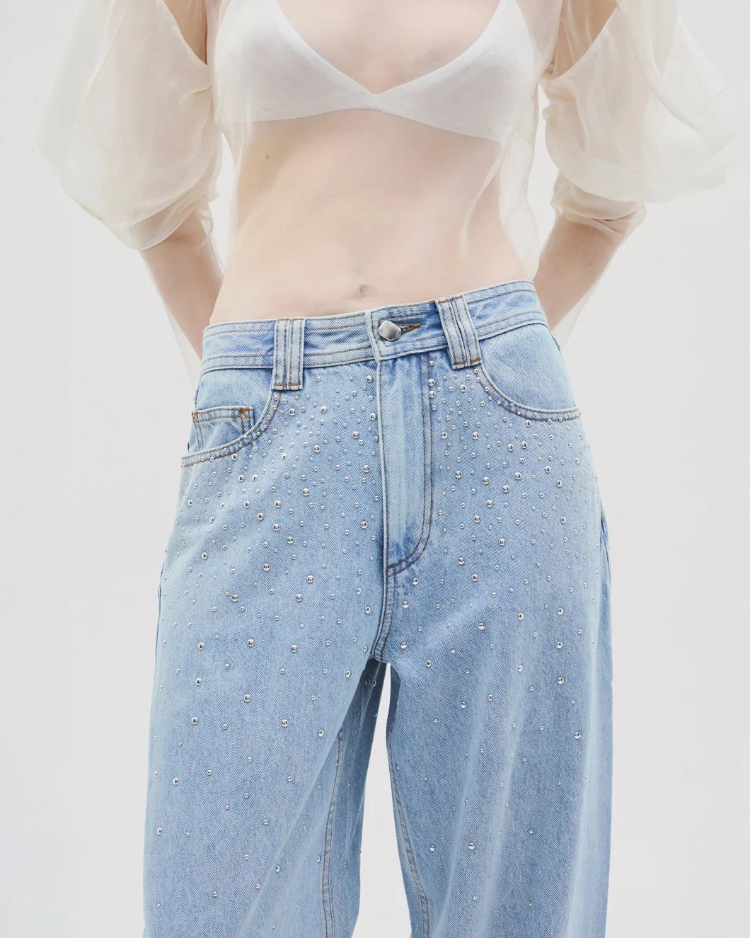 AJE Lucina Barrel Denim Jean on figure front 2