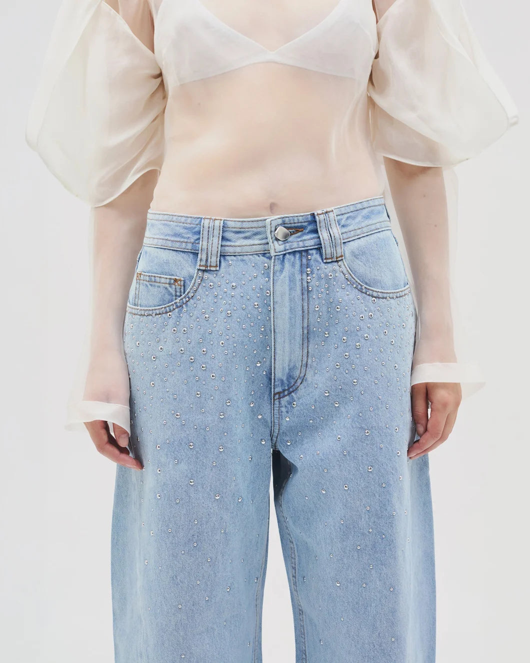 AJE Lucina Barrel Denim Jean on figure front