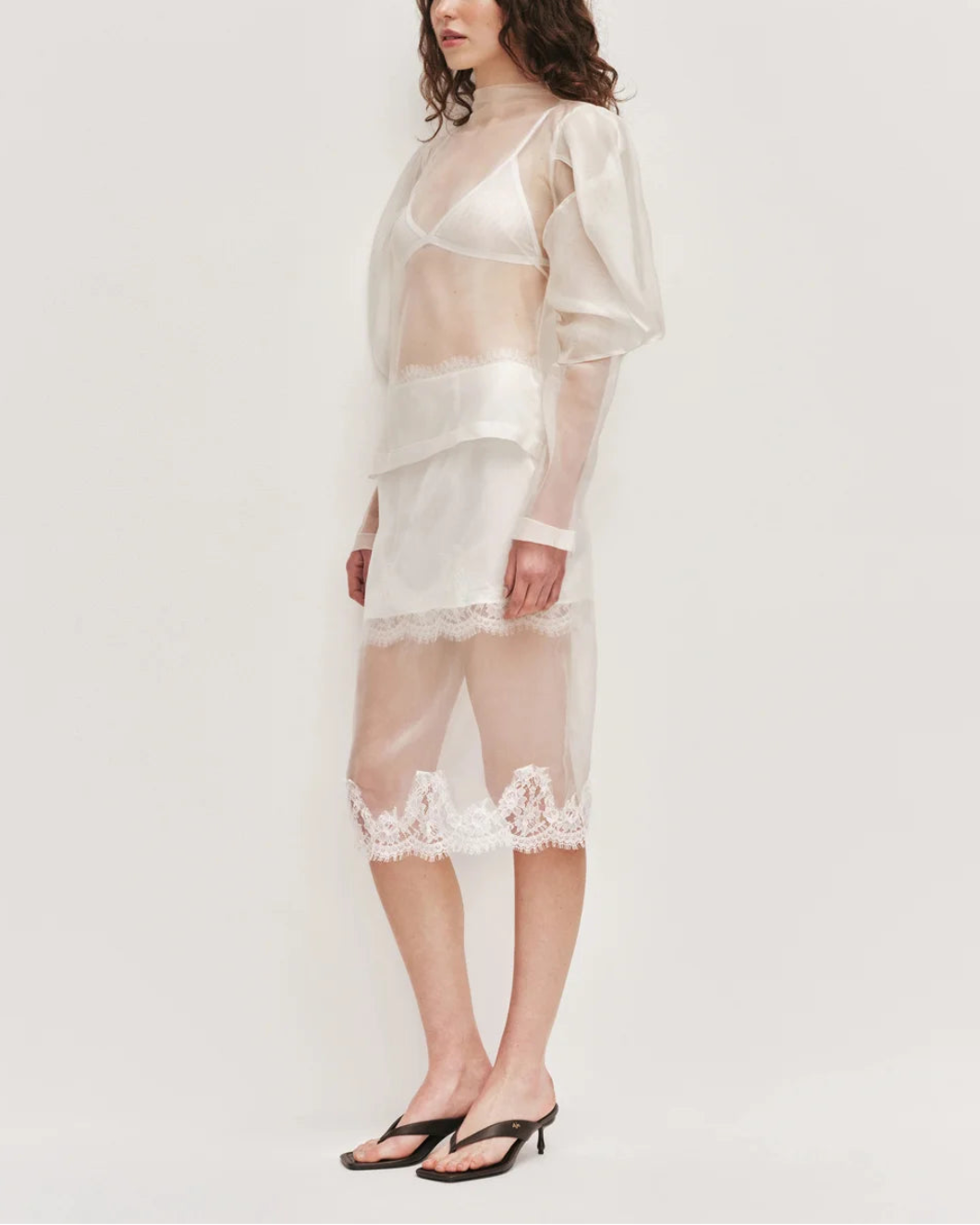 AJE Mirella Organza Long Sleeve Top on figure side