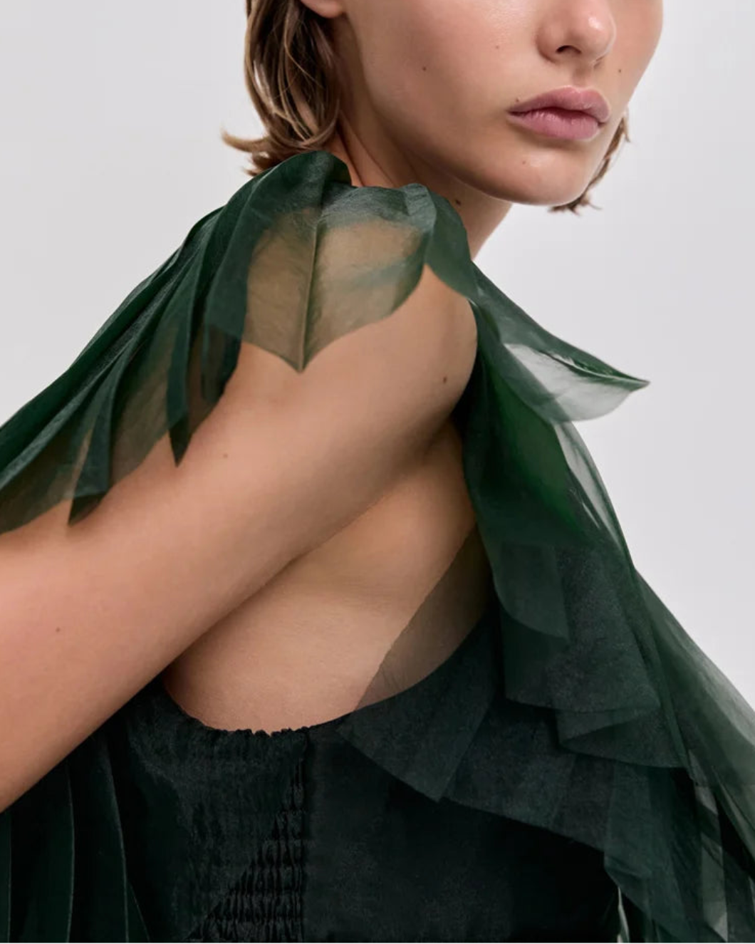 AJE Westlyn Top Hunter Green on figure side detail
