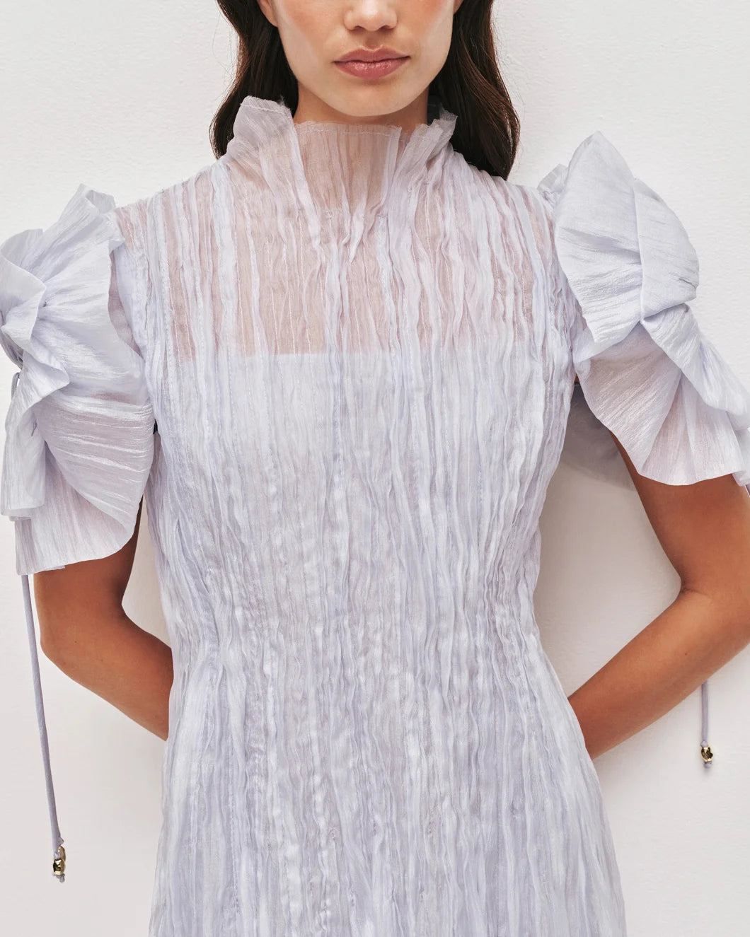 AJE clara midi dress french blue on figure front