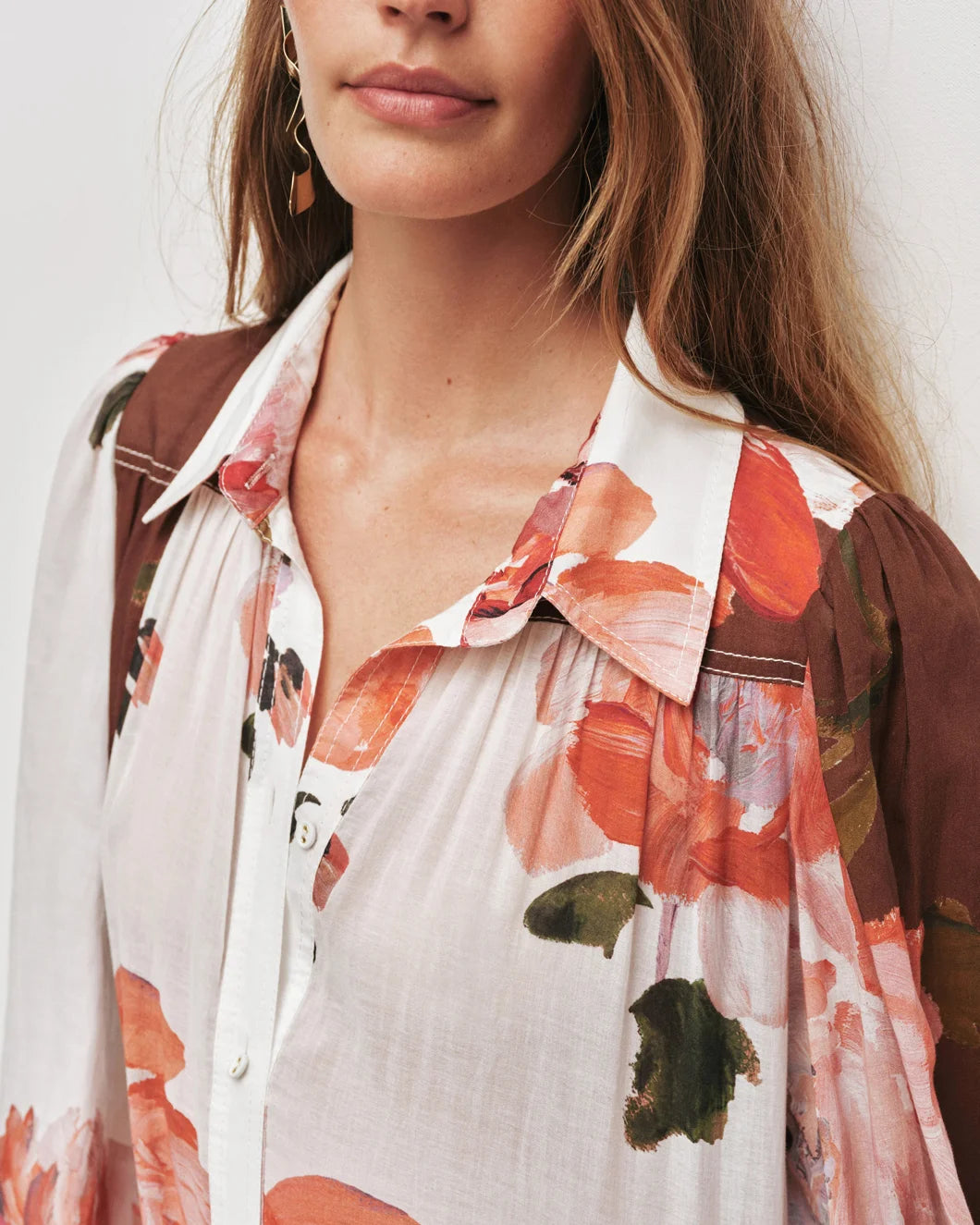 AJE espirit maxi smock dress red multi on figure front detail