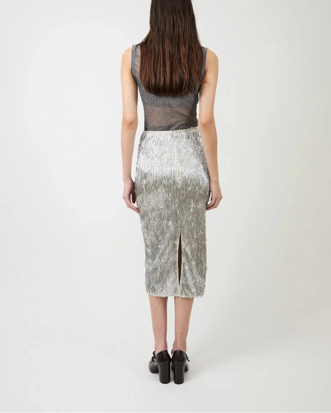 AKNVAS tao pencil skirt silver on figure back