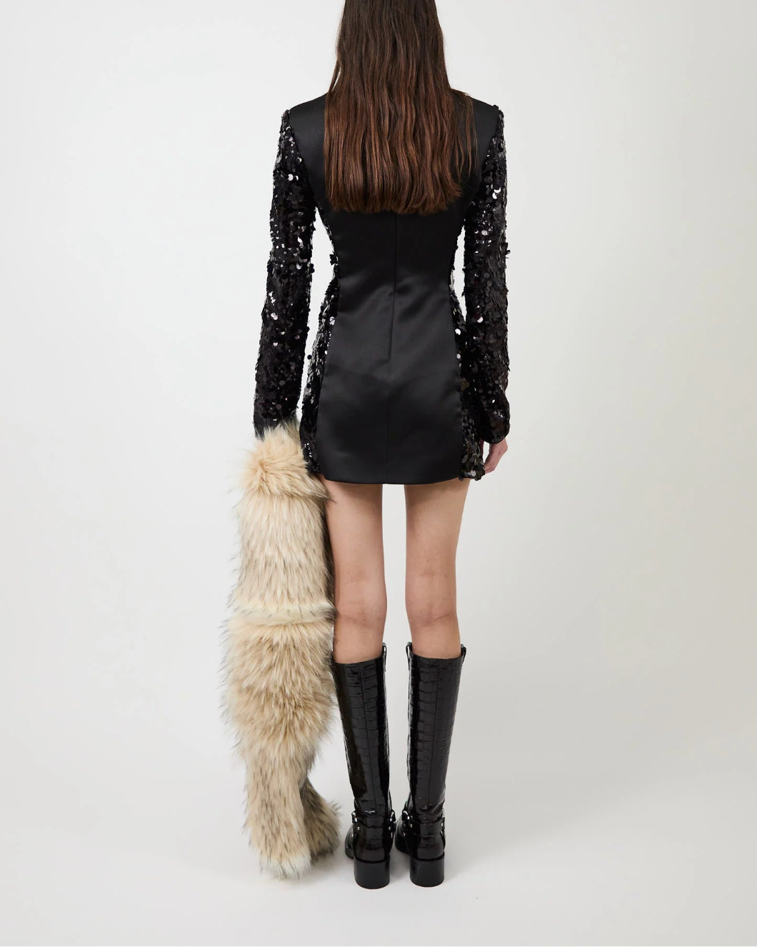 AKNVAS toni sequin dress black on figure back