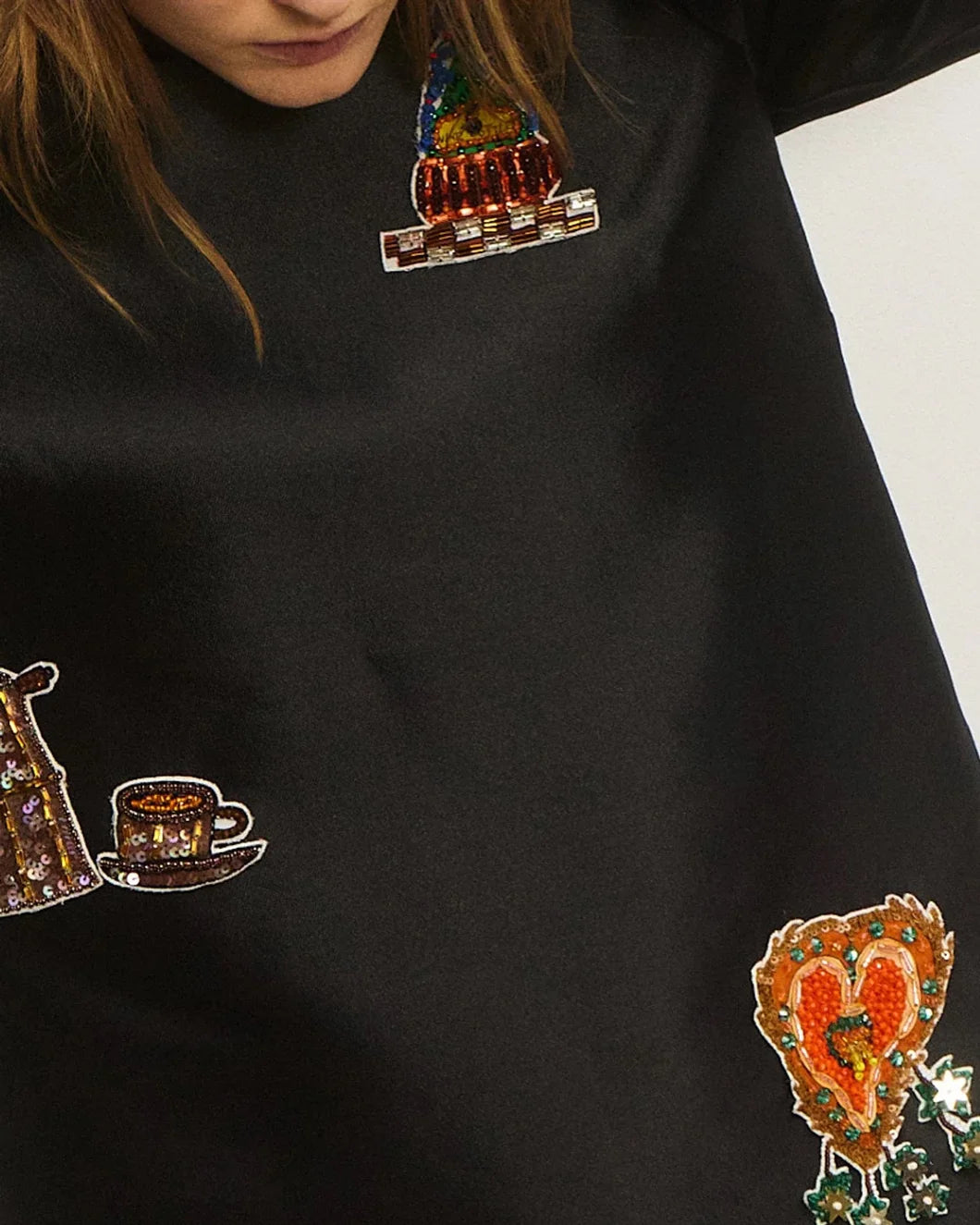 ALEMAIS ginger embellished gown black on figure front detail