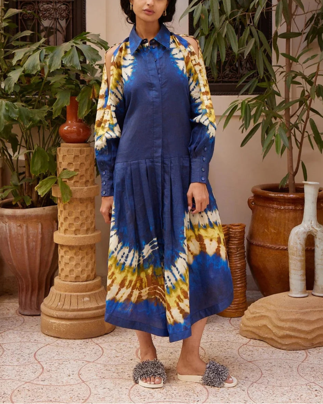 ALEMAIS martine shirtdress navy on figure front