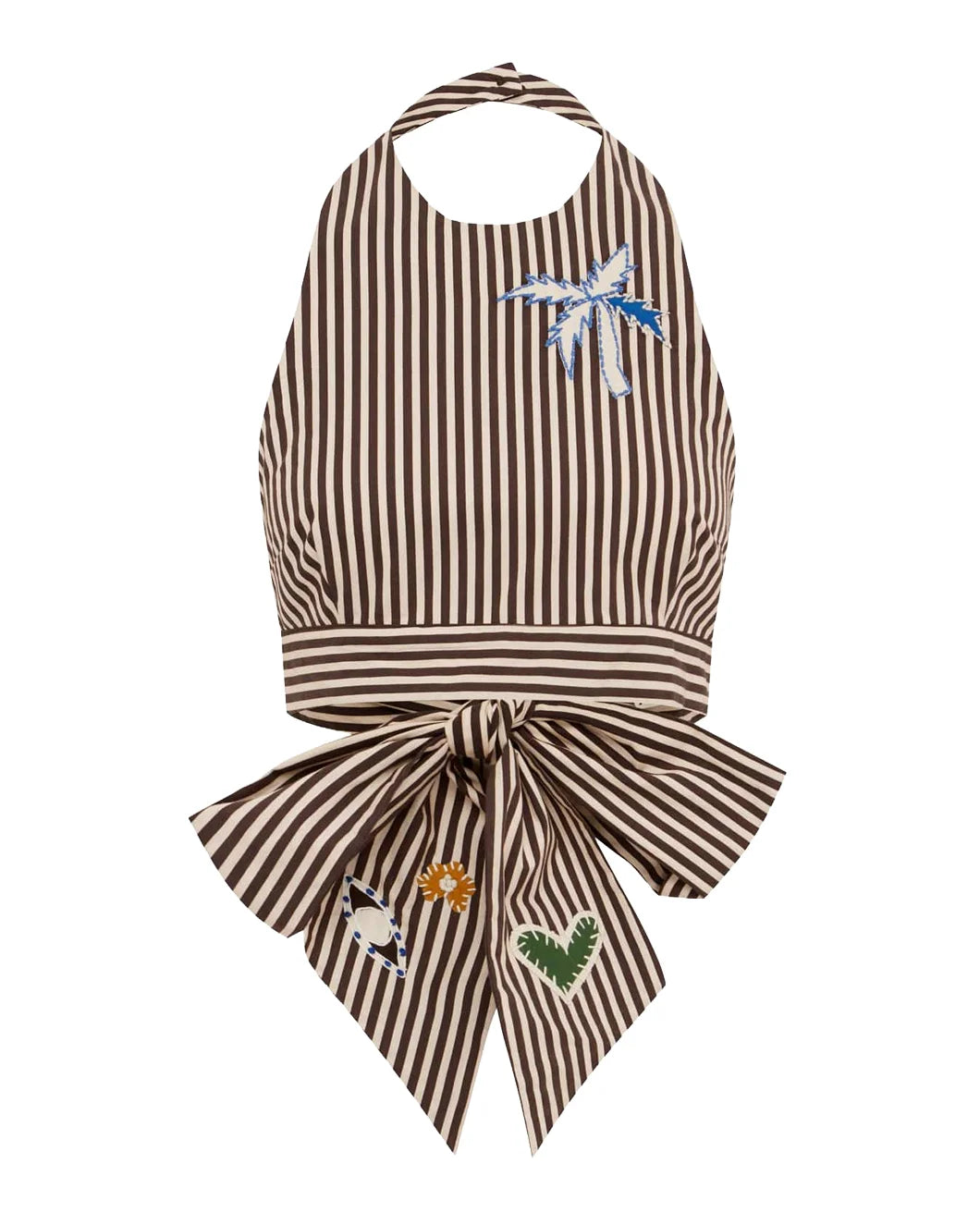 ALEMAIS sirocco embroidered halter top brown front isolated