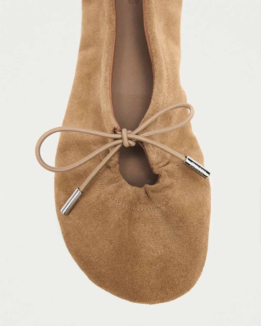 ALOHAS Rosalind Suede Tan Ballet Flats front detail