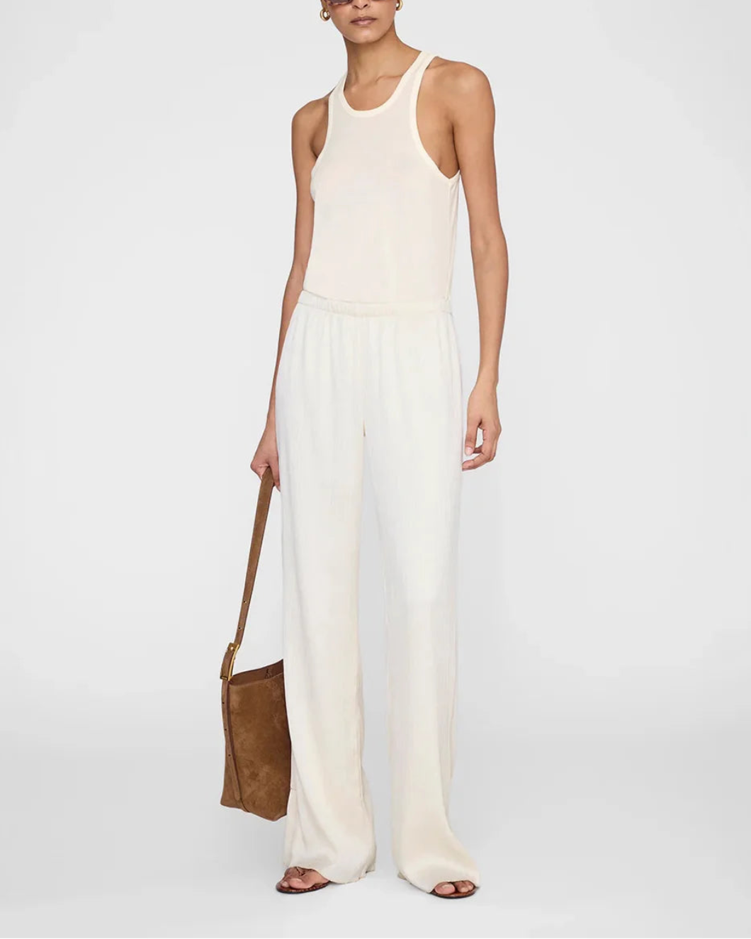 ANINE BING Aden Pants cream on figure front