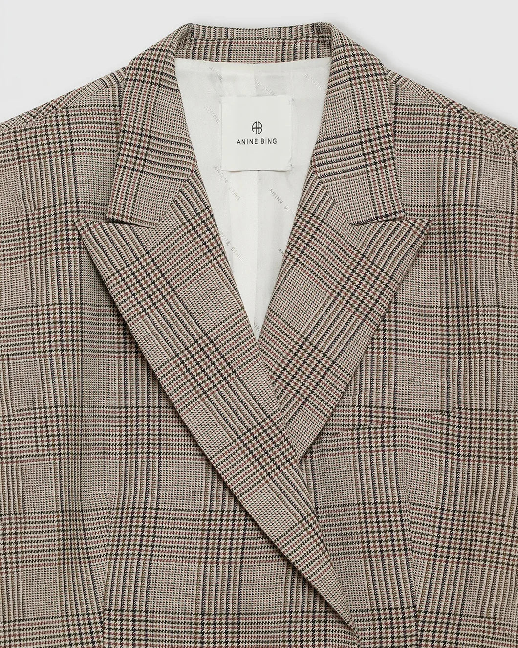 ANINE BING Aretha blazer Brown Plaid front detail