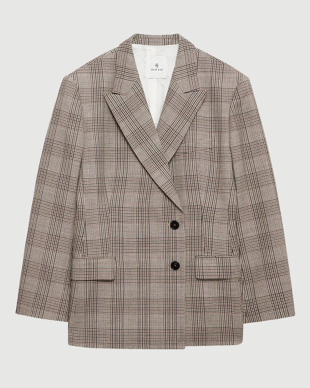 ANINE BING Aretha blazer Brown Plaid isolated