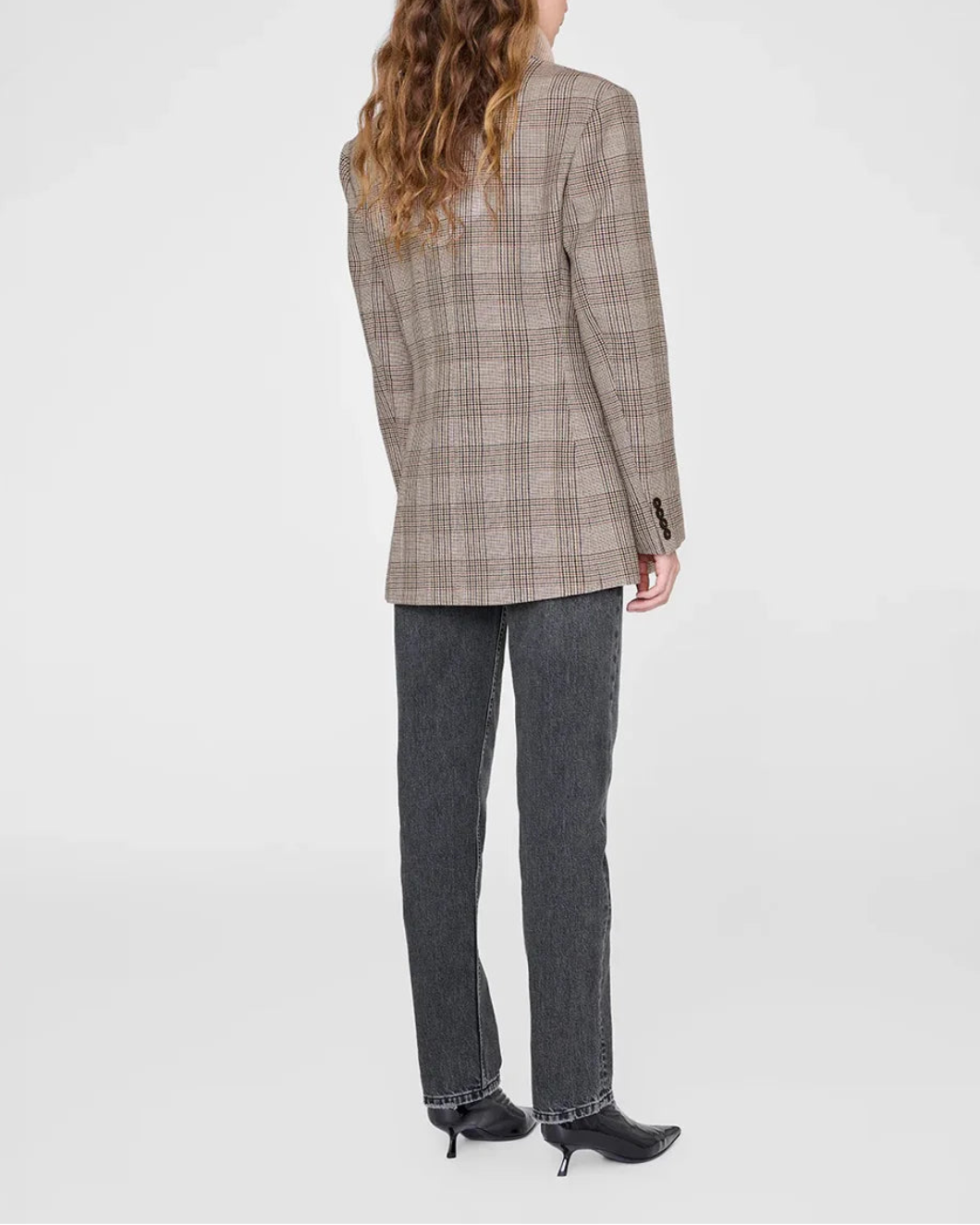 ANINE BING Aretha blazer Brown Plaid on figure back 