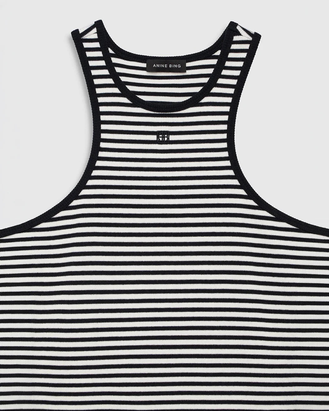 ANINE BING Cole dress white and black mini stripe front detail