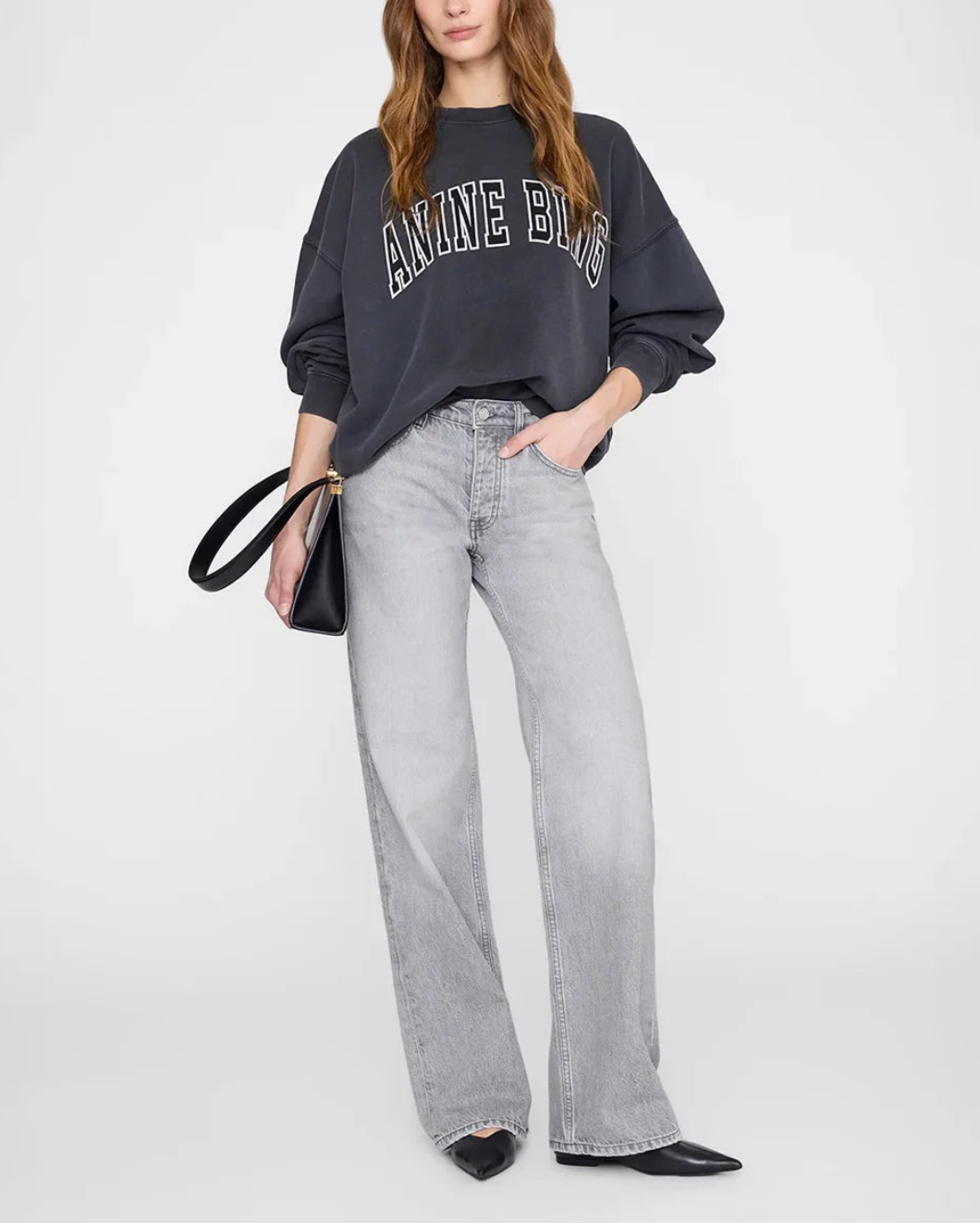 ANINE BING Miles sweatshirt black on figure front
