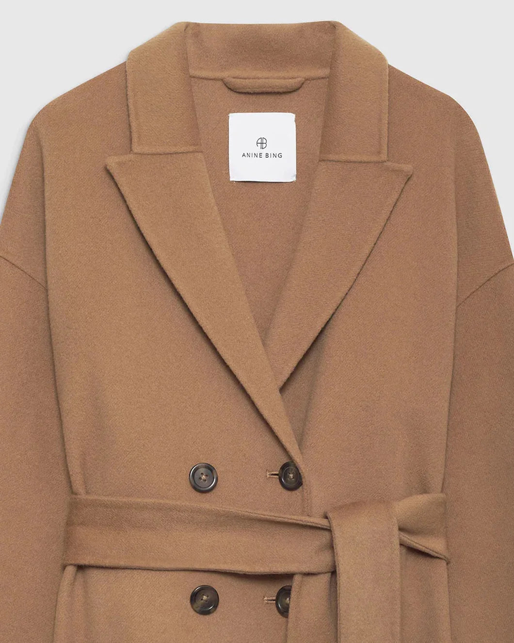 ANINE BING dylan coat camel front detail