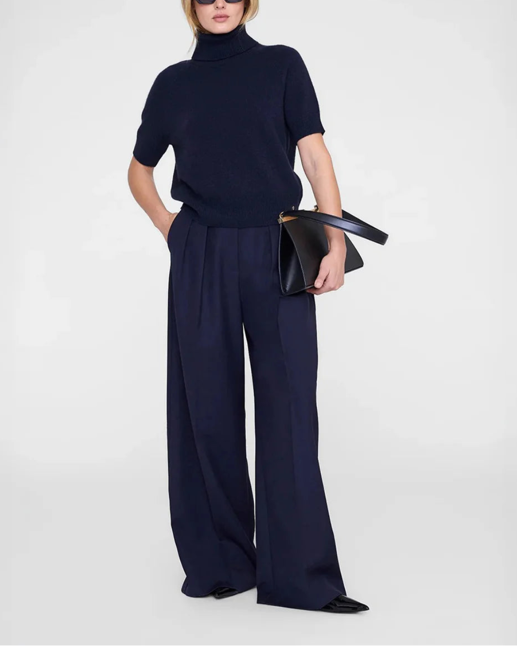 ANINE BING jackson turtleneck midnight blue on figure front