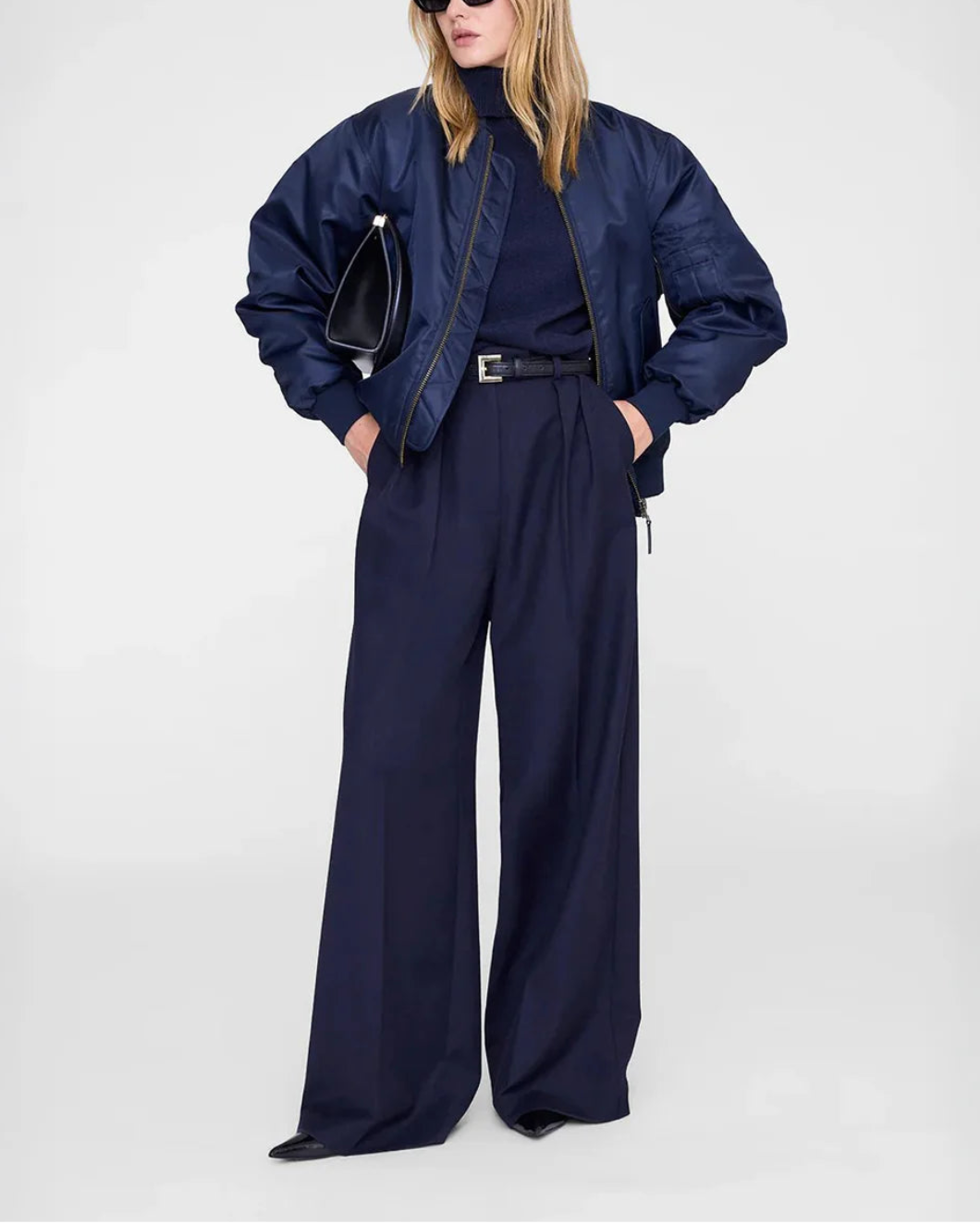 ANINE BING leon bomber midnight blue on figure front