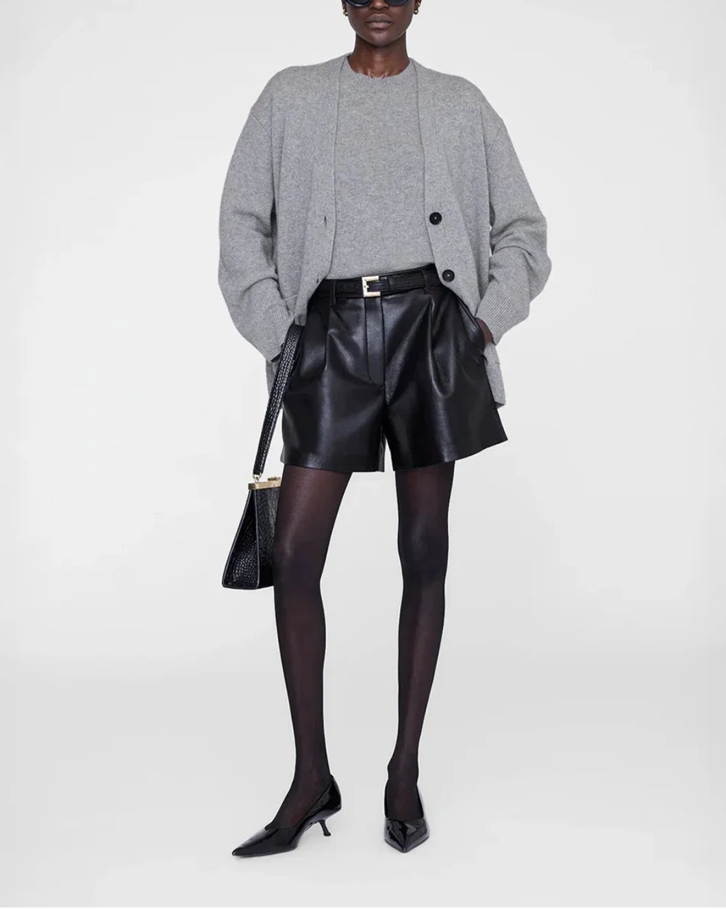 ANINE BING trent short black on figure front 