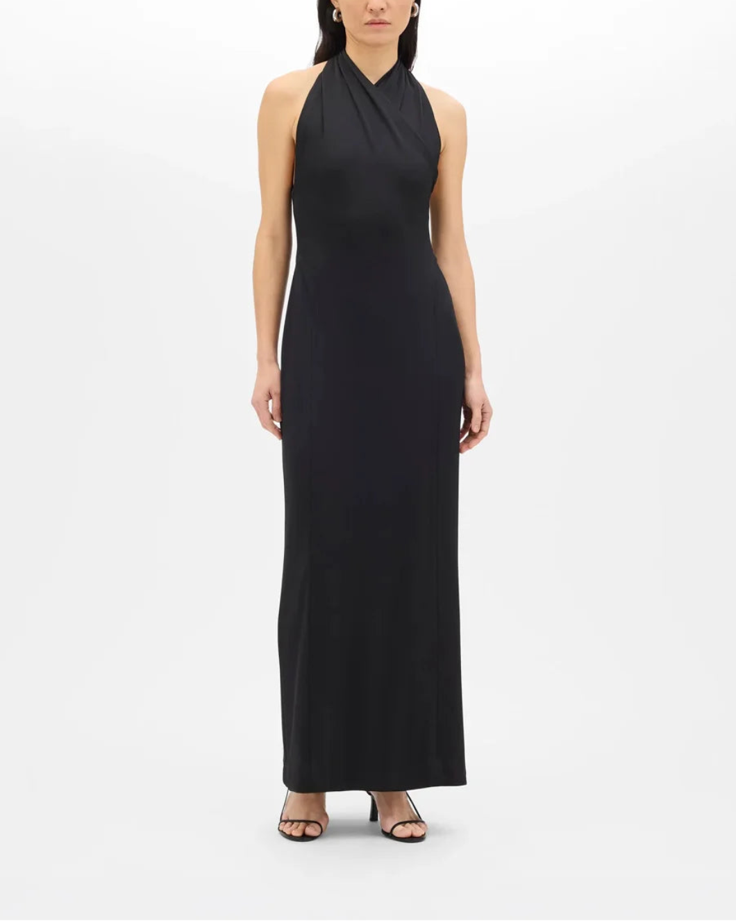 ANOTHER TOMMOROW Gathered Halter Dress on figure front