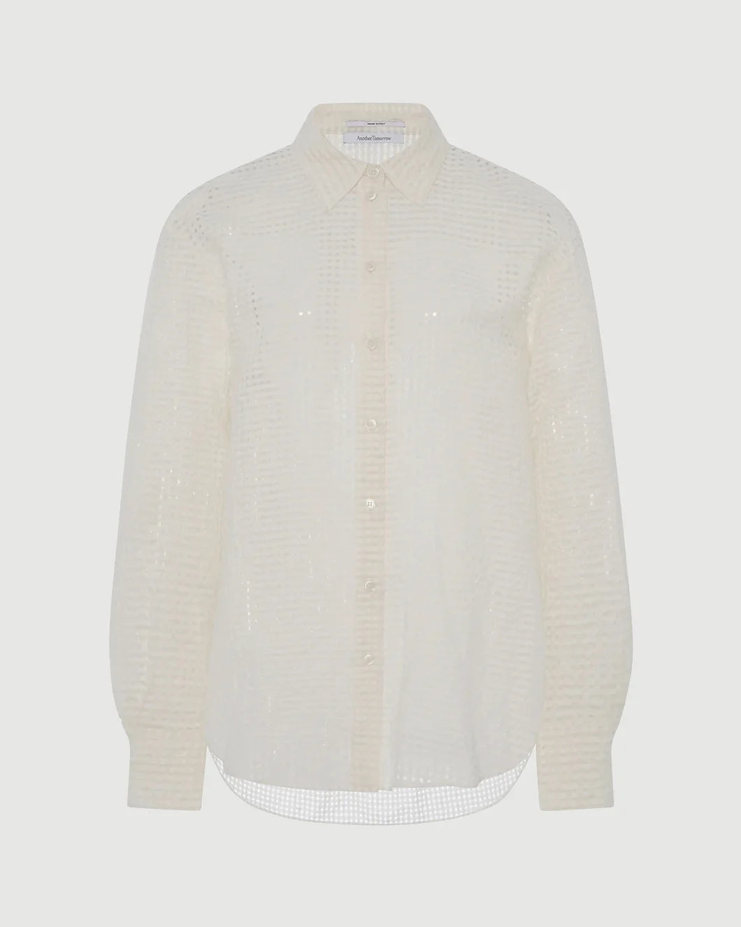 ANOTHER TOMORROW Gingham Blouse off white isolated