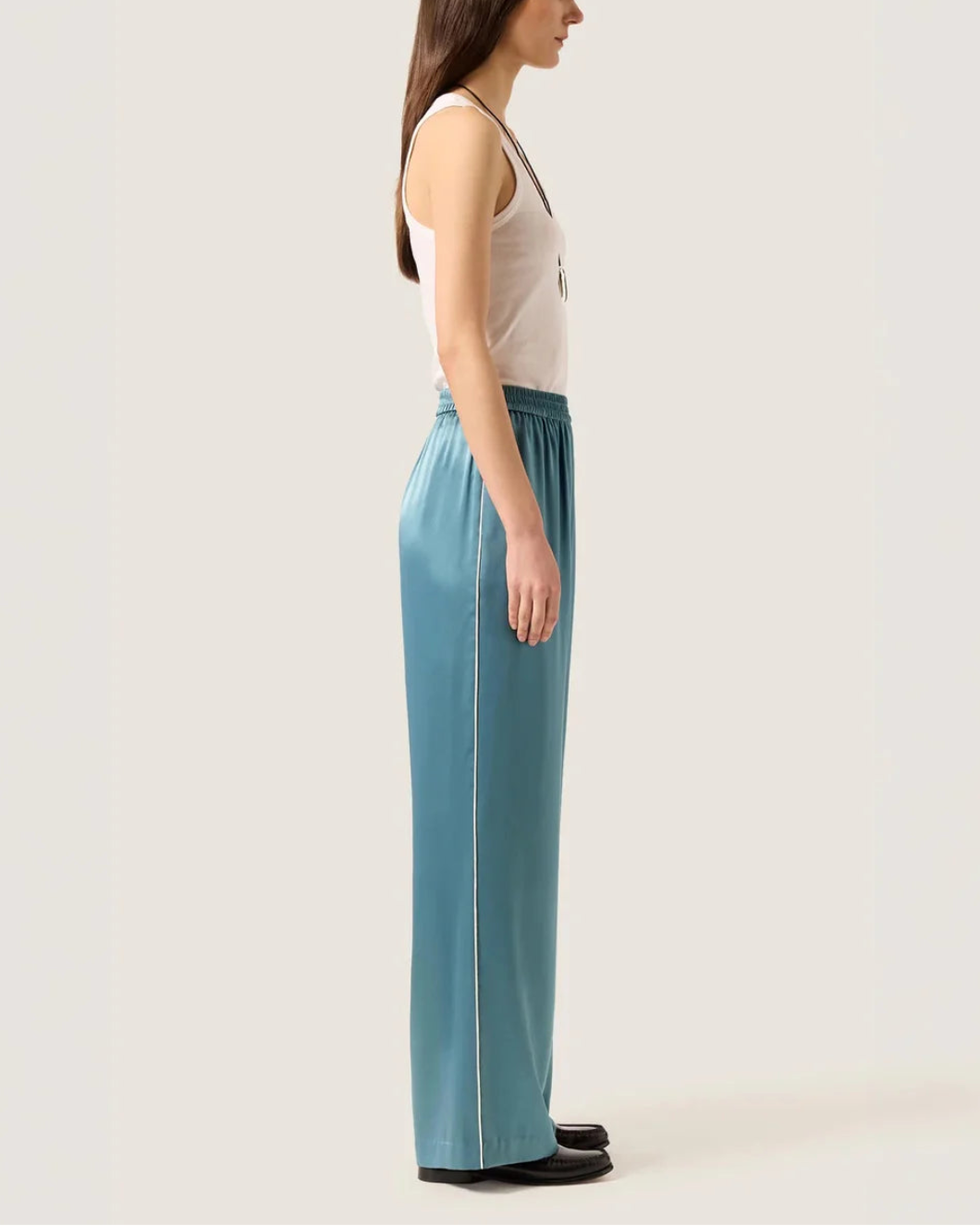 ARGENT Pull-Up Pant in Silk Charmeuse on figure side 