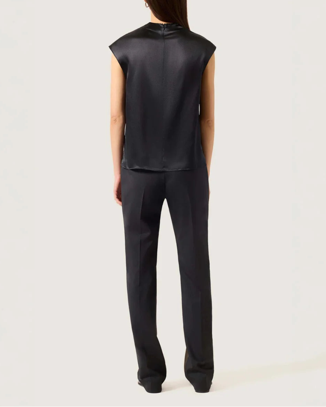 ARGENT Ruched Blouse in Silk Charmeuse on figure back