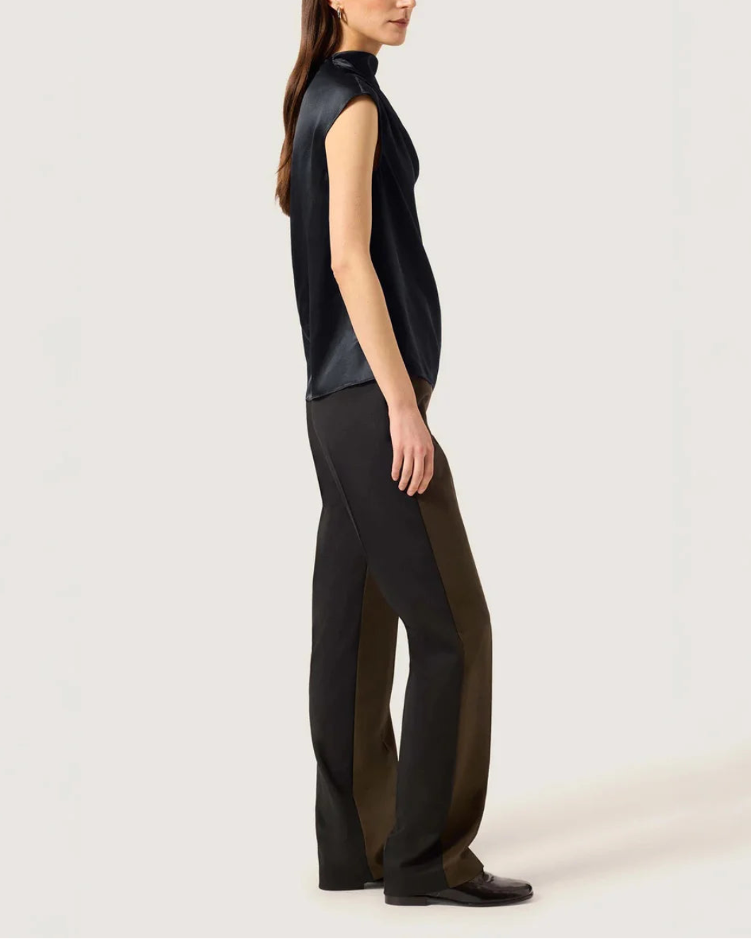 ARGENT Ruched Blouse in Silk Charmeuse on figure side