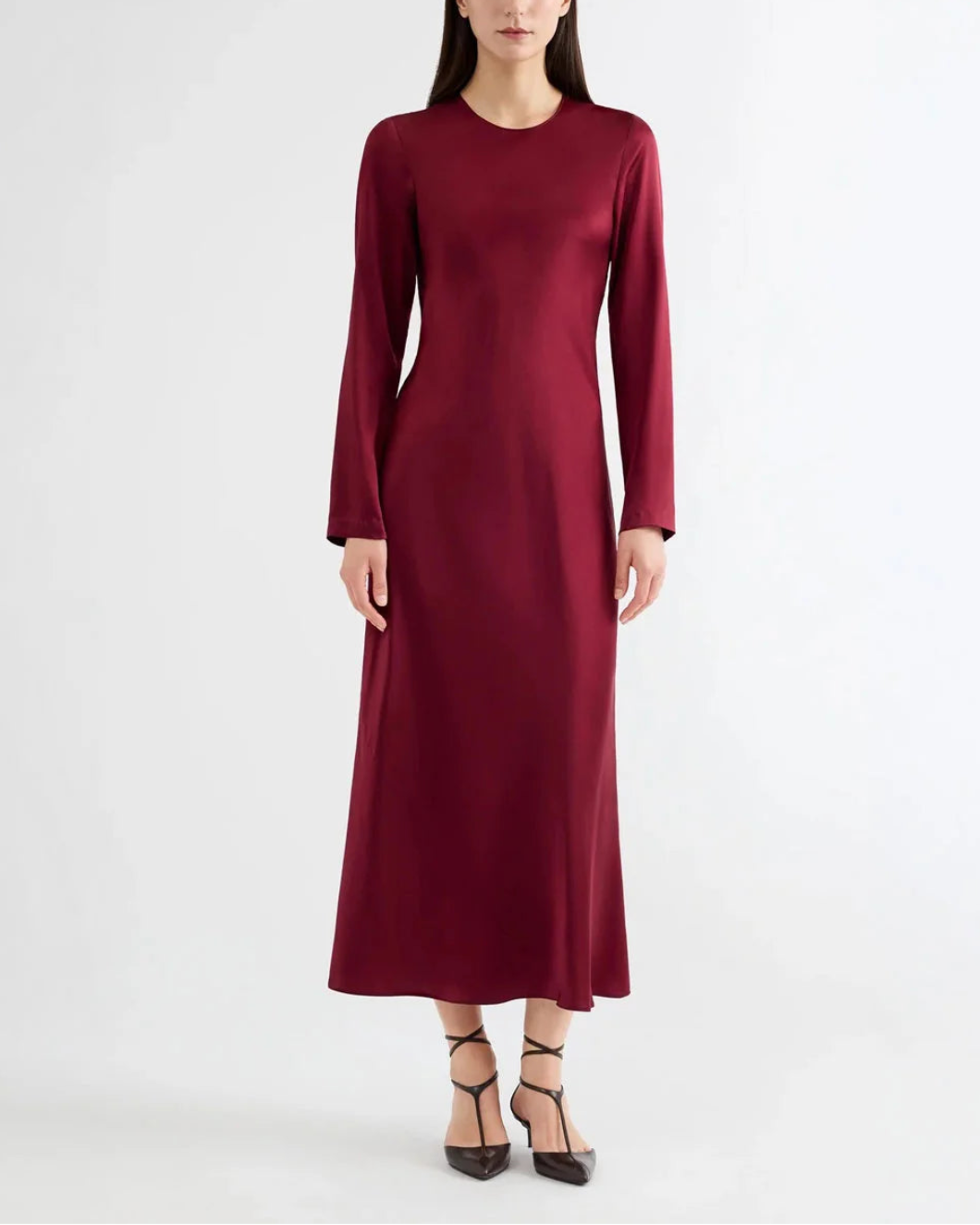 ARGENT Long Sleeve Bias Dress on figure front
