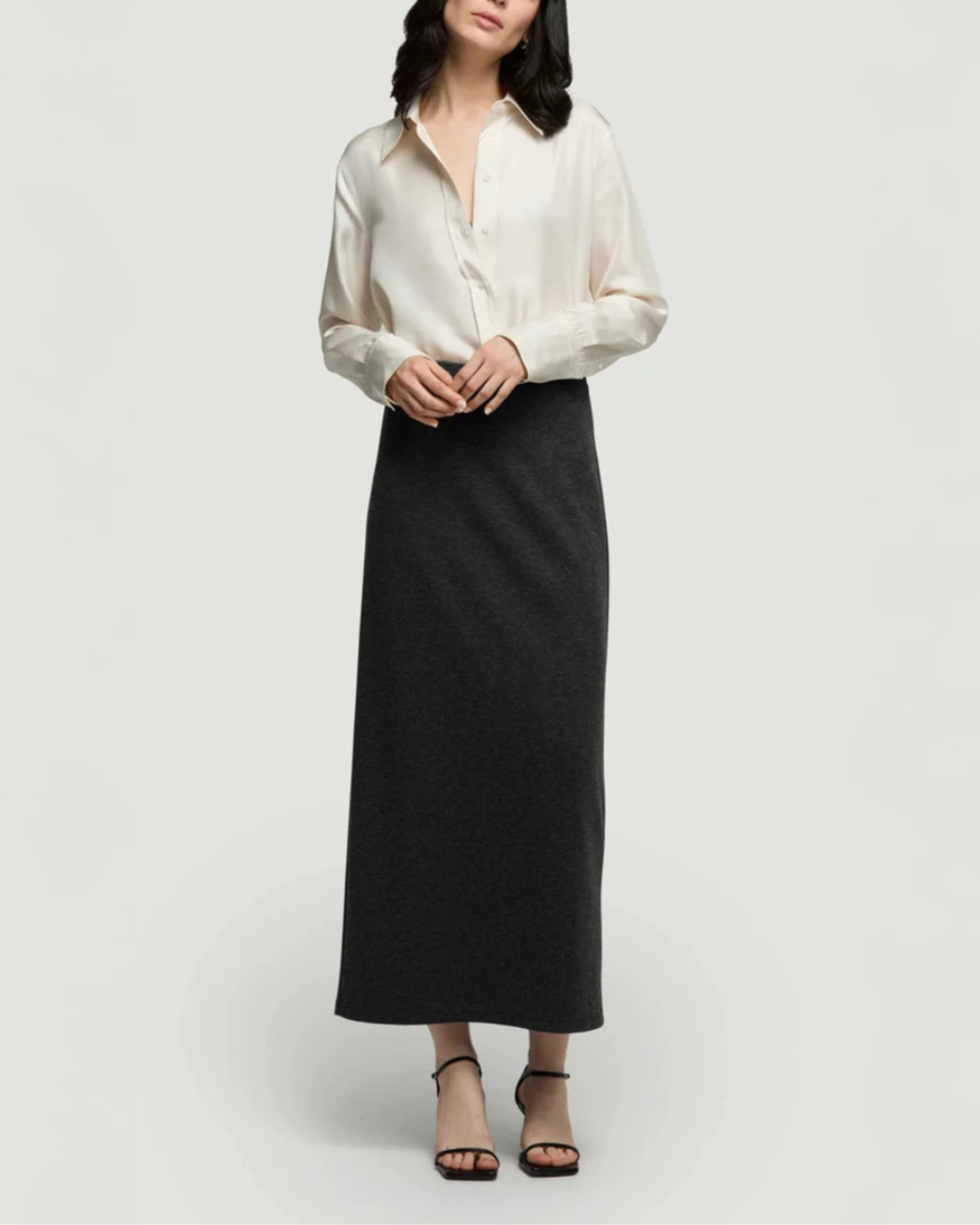 Argent Skinny Skirt Dark Grey Melange on figure front