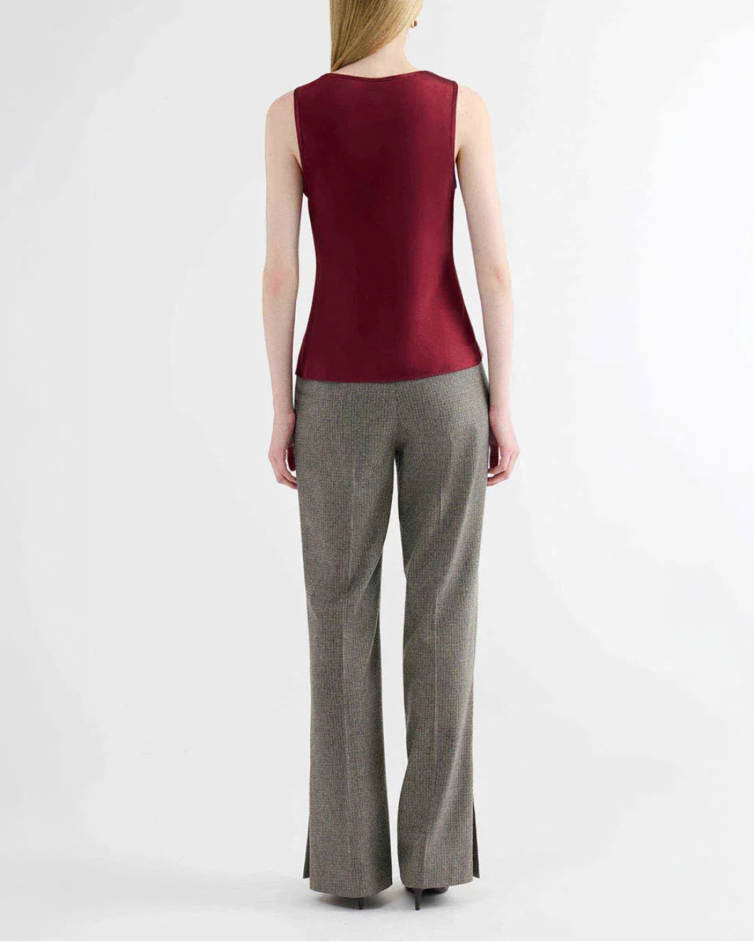 ARGENT Tank in Silk Charmeuse Dark Plum on figure back