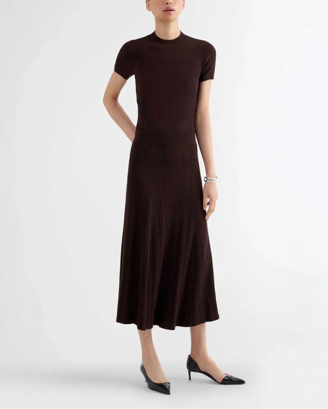 ARGENT rib skirt chocolate on figure front