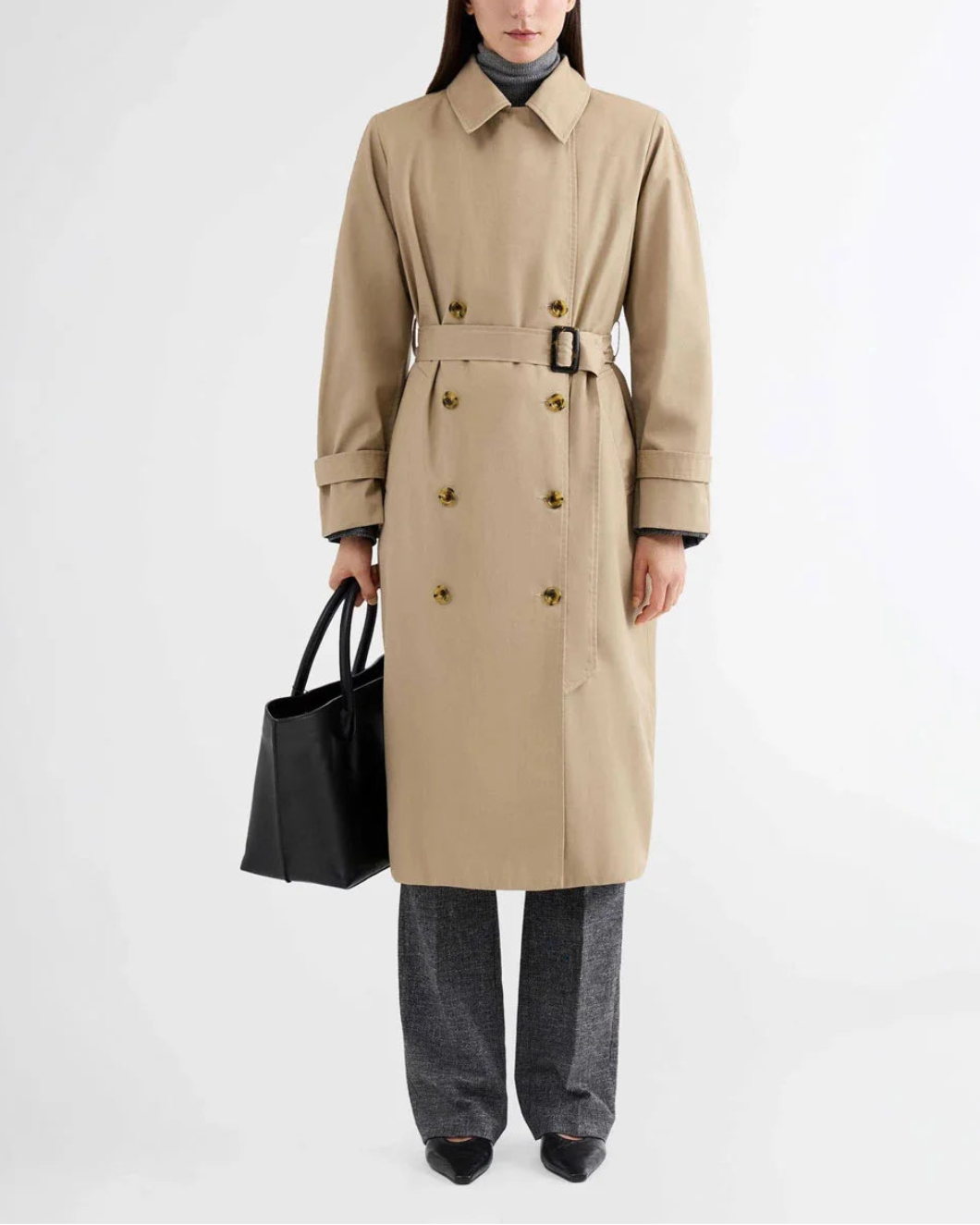 ARGNT trench coat khaki on figure front 1