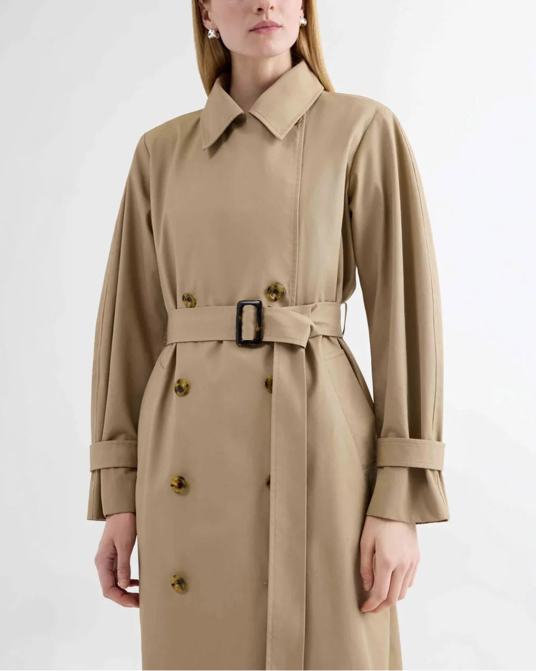 ARGNT trench coat khaki on figure front detail